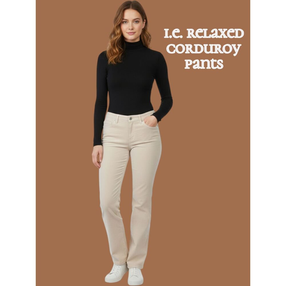 i.e. relaxed Corduroy Pants Womens 12P Cottage Tan Bootcut Stretch Peasant NWT